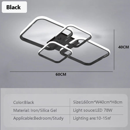 Modern LED Ceiling Lights Square 4 Heads &ndash; Sleek Black White CLX112 Black / Cool White