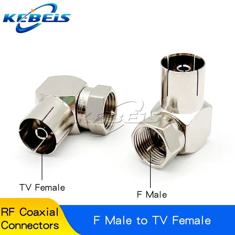F Type to TV IEC Right Angle Adapter &ndash; Space-Saving Design F Male to TV Female 2