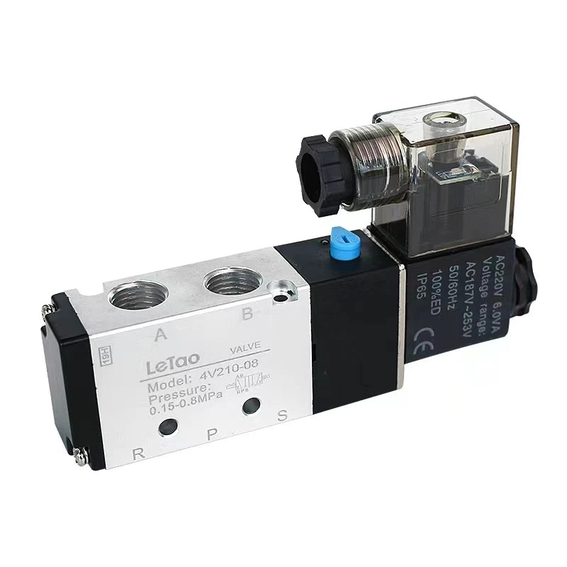 Solenoid Valve 5 Way 2 Position &ndash; Multiple Voltages PC 8mm Fittings / AC110V