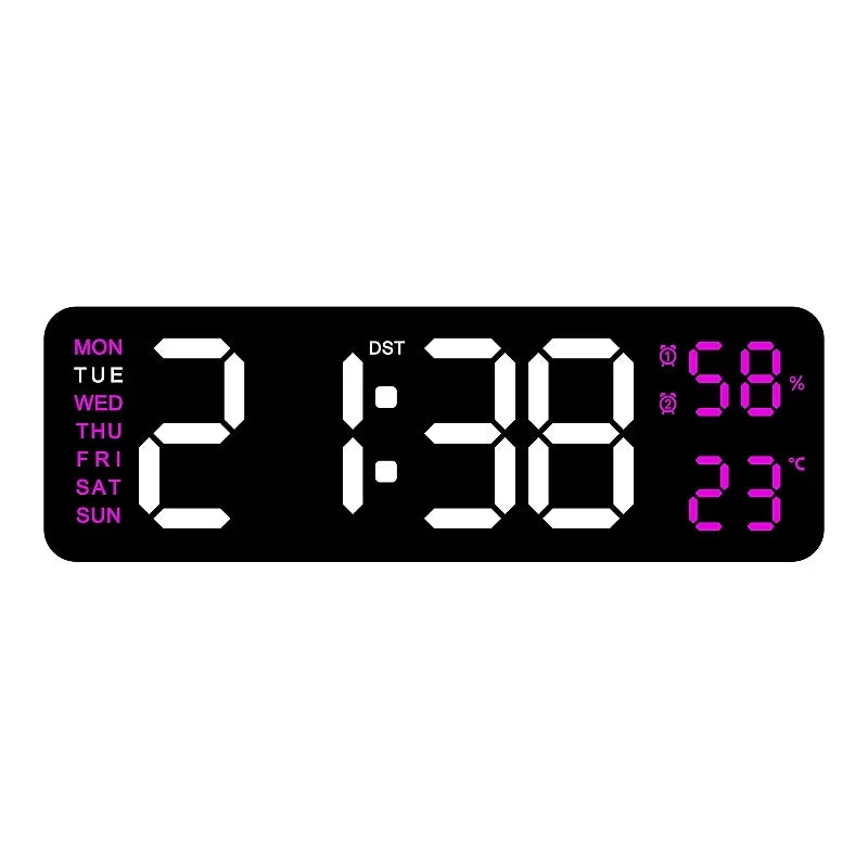 WOKLOK 9 Inch Large Digital Wall Clock &ndash; USB Powered with Temperature and Humidity Display ABP / 9 inch