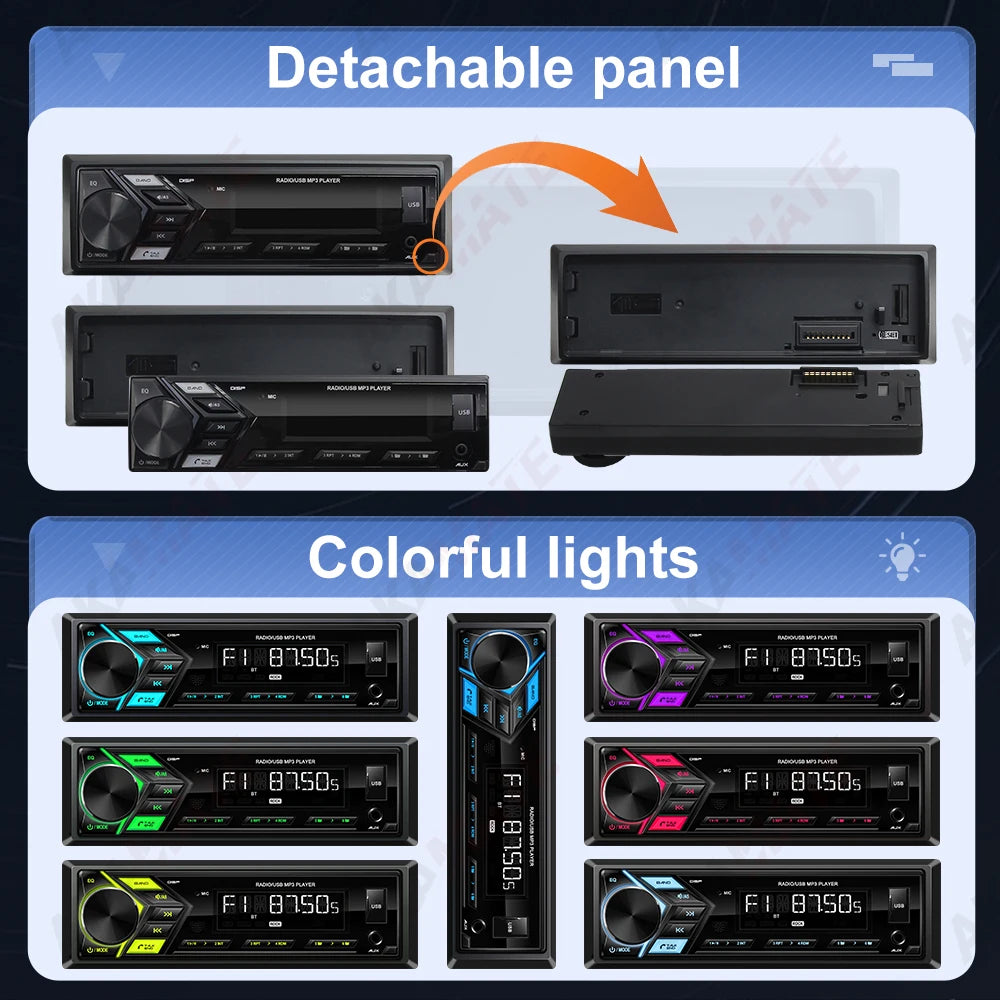 AKAMATE 1Din Car Radio MP3 Player &ndash; Bluetooth USB Charging