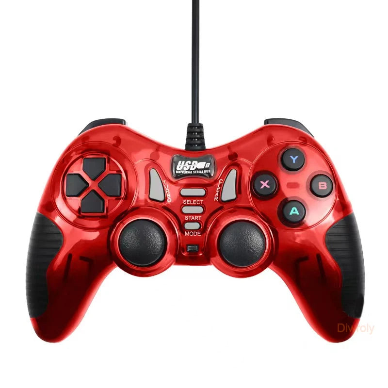 DIWROLY Sony PS3 Controller &ndash; Dual-Vibration Turbo USB Wired Gamepad Red