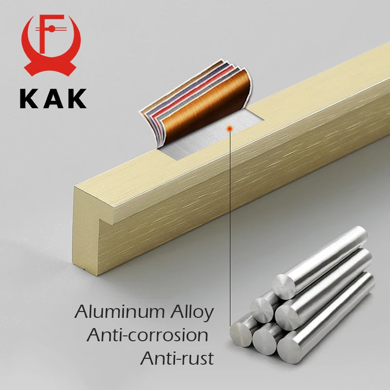 KAK Золотые щетинистые T-образные ручки для шкафов из алюминиевого сплава 96mm