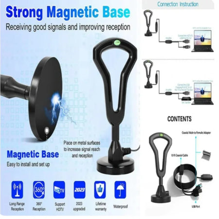 Digital HD TV Antenna &ndash; Strong Magnetic Base Indoor Outdoor