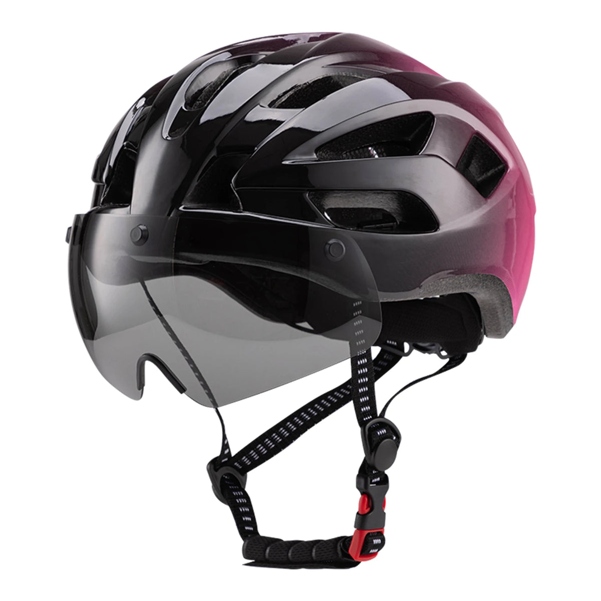 Bike Helmet With Magnetized Goggles &ndash; LED Tail Light Pink