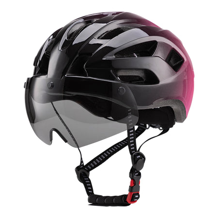 Bike Helmet With Magnetized Goggles &ndash; LED Tail Light Pink