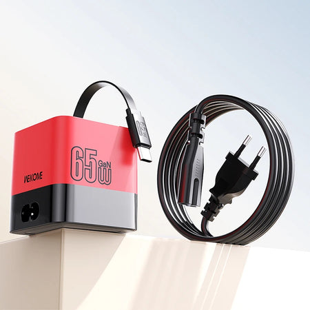 CrownQu 65W USB-C Fast Charger &ndash; Intelligent Charge with Built-in 80cm Type-C Cable Red EU