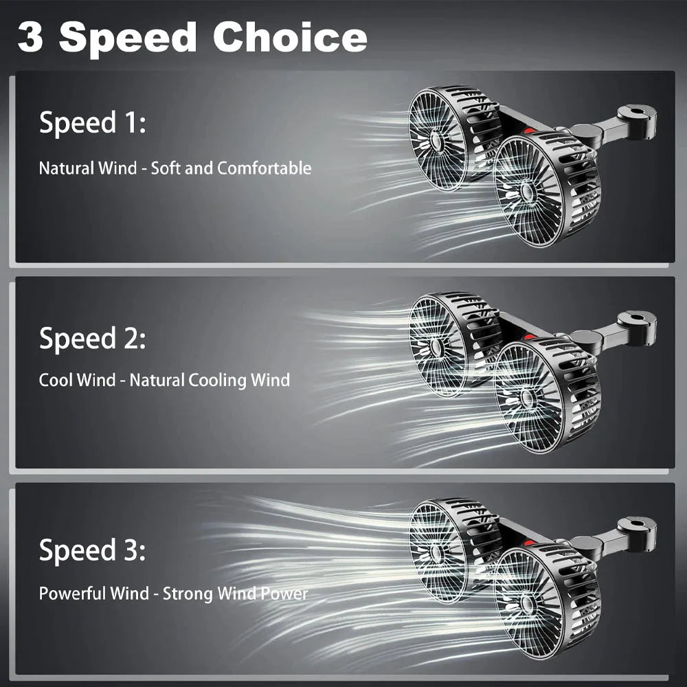 New Car Fan &ndash; 3-Speed Seat Back Cooling 360 Degree Rotation