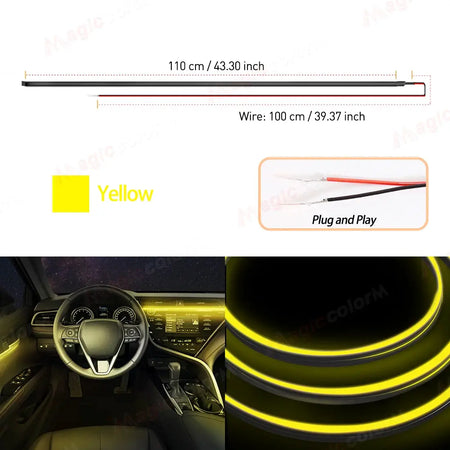 1.1M EL Wire Neon Ambient Light Car Interior Dashboard LED Decorative Lamp Universal DIY Flexible Hidden Cuttable Acrylic Strip by InterCyprus Trading Ltd