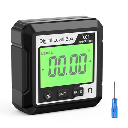 Magnetic Digital Level Inclinometer - Backlit LCD Display Black
