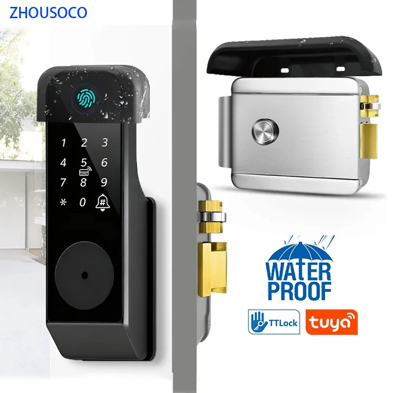 Zámek na dveře z nerezové oceli s otiskem prstu, Bluetooth a WiFi