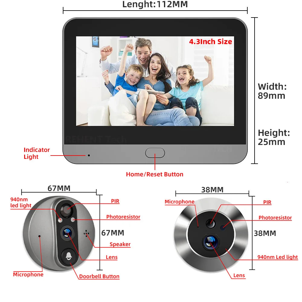 Tuya Smart Life Peephole Door Viewer 3MP &ndash; Night Vision