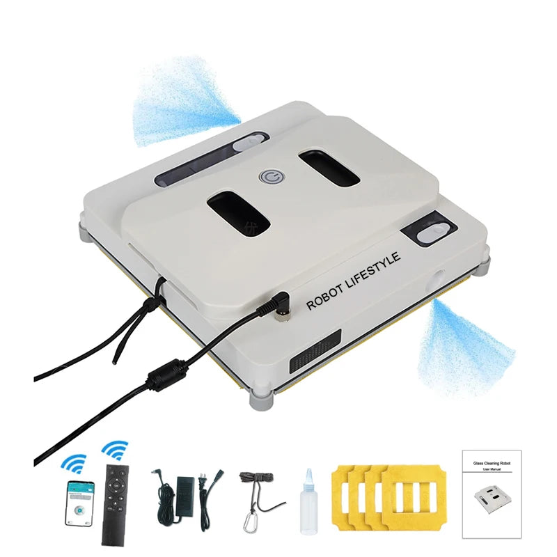 App-styrd robotfönstervakuumrenare med vattenspray