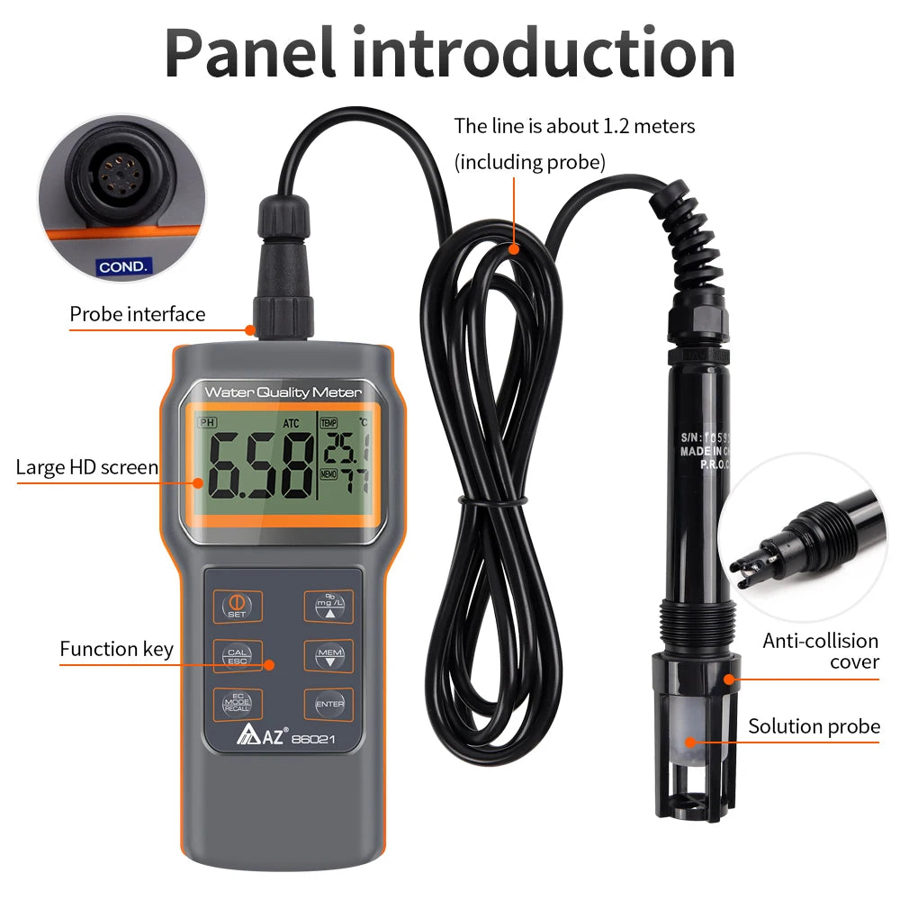 Aquaculture Water Quality Tester AZ86021 &ndash; PH Meter And Temp
