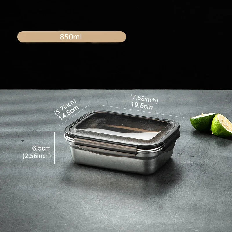 304 Stainless Steel Versatile Bento Box - Multiple Sizes Available 850ml