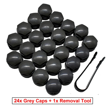 24x Car Wheel Nut Caps Accessories Auto Tyre Hub Screw Anti-Rust Protection Vehicle Bolts Studs Cover Black For Audi A4 A6 Q3 Q5 by InterCyprus Trading Ltd