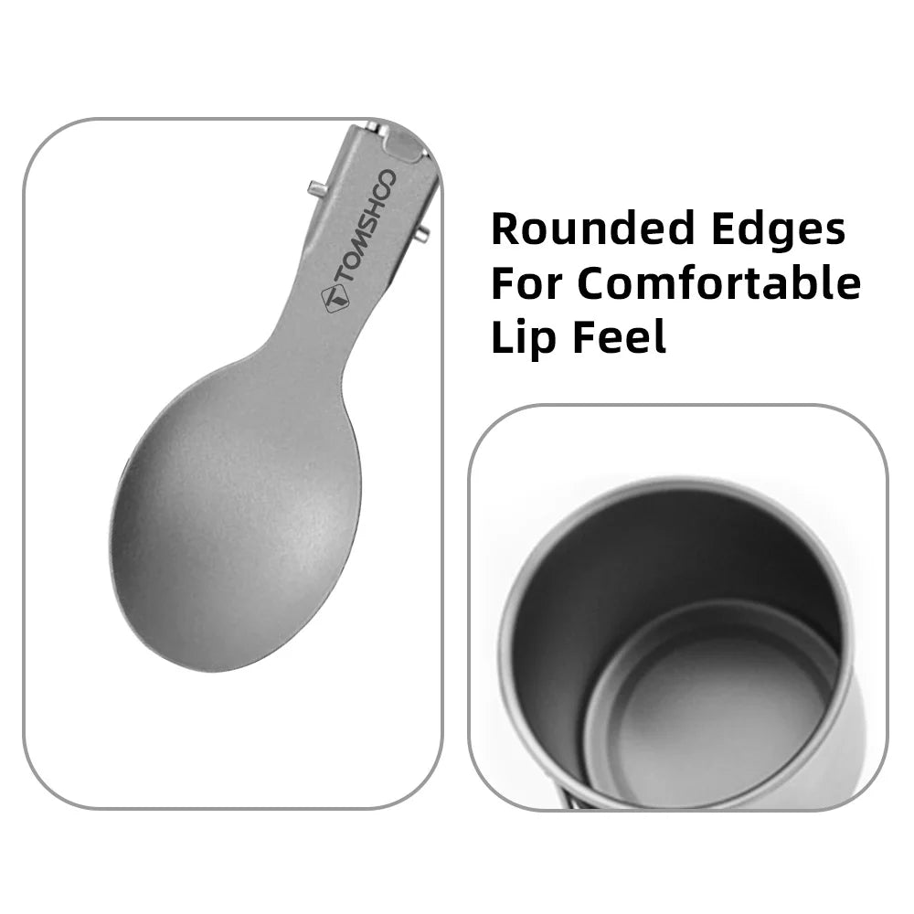 Travel Mug With Spoon Pure Ti Folding Handle &ndash; Lightweight