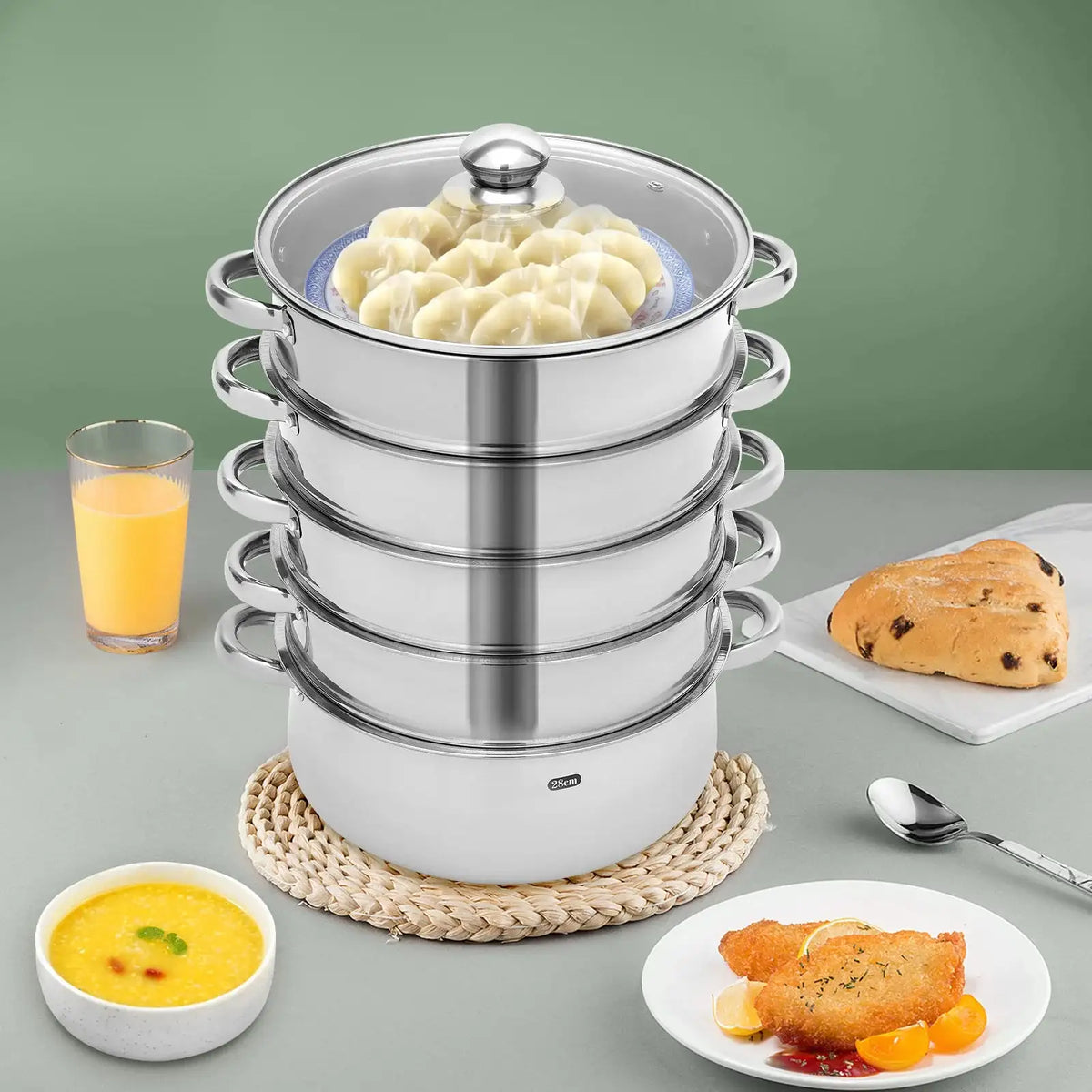 5-Tier Stainless Steel Steamer For Cooking &ndash; Large Capacity