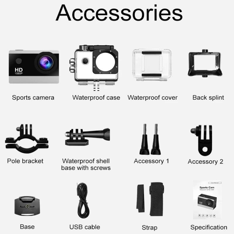 1080P Action Camera with Waterproof Features