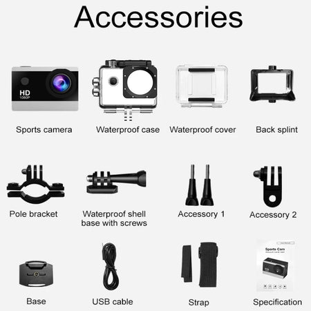 1080P Action Camera with Waterproof Features