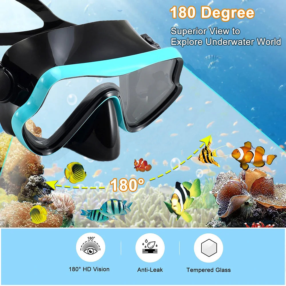 JoyMay Scuba Diving Mask Snorkel Set &ndash; Professional Panoramic View