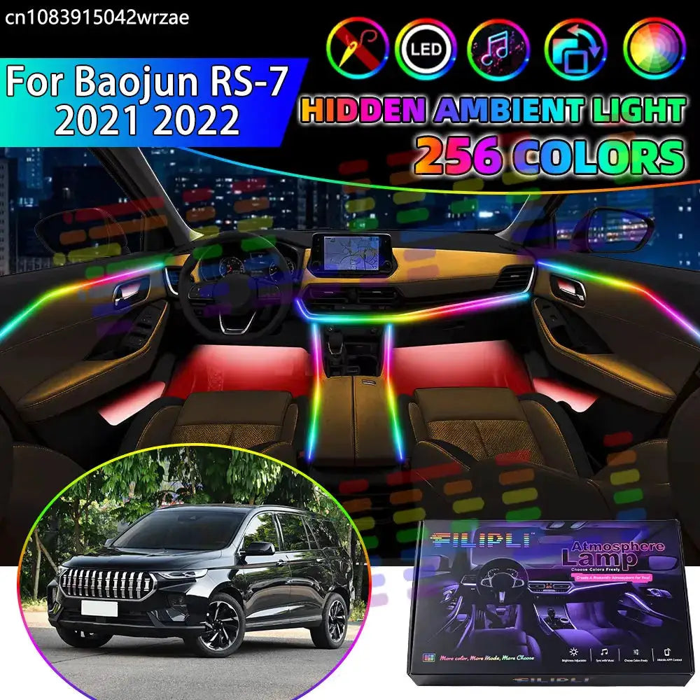 For Baojun RS-7 2021 2022 RGB Car Interior Ambient Lights Strips Breathing Lighting Kit App Control LED strips Auto Accessories by InterCyprus Trading Ltd