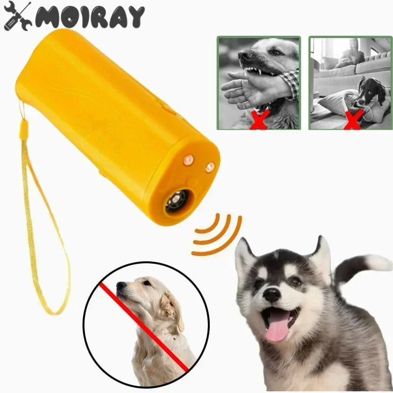 3-in-1 Ultrasonic Dog Bark Stopper &amp; Trainer with LED Flashlight