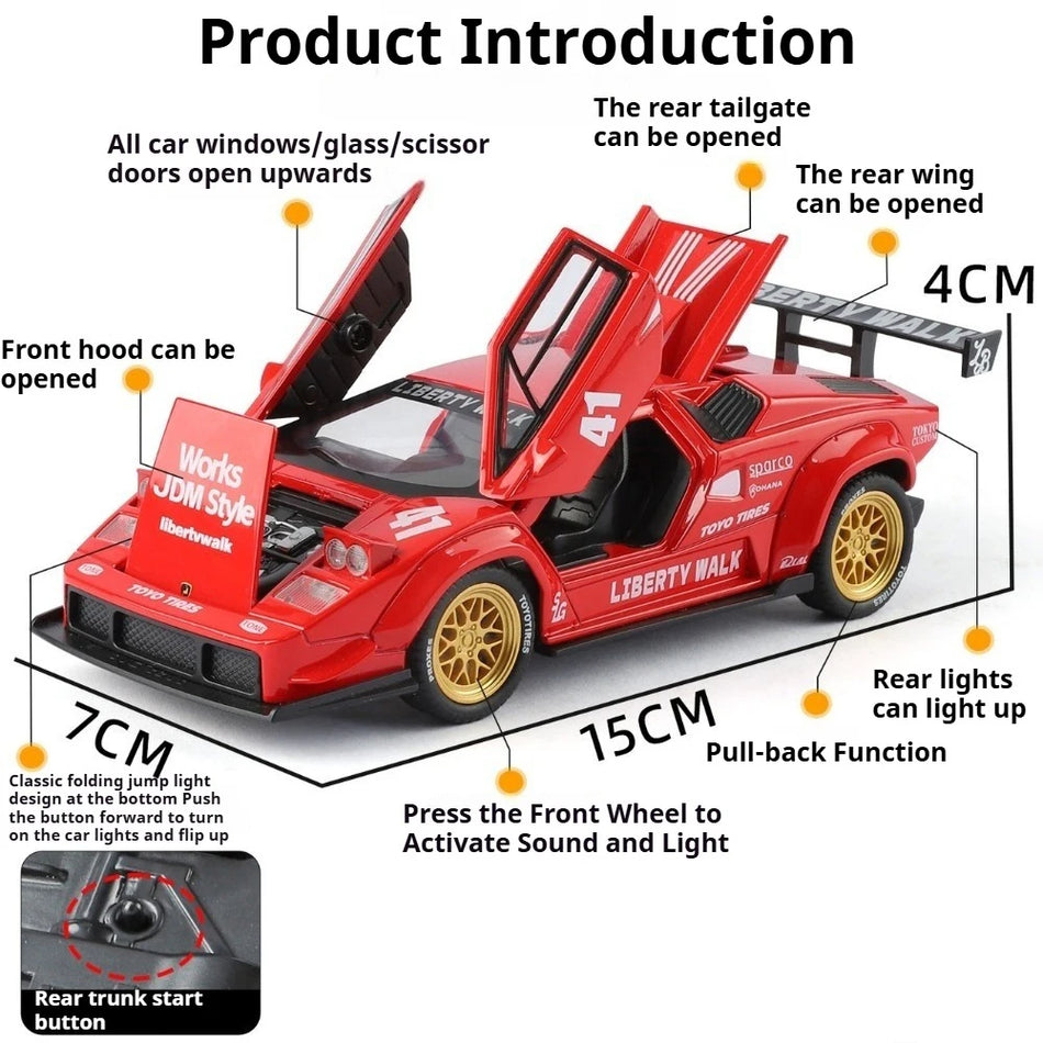 Modelo de coche de metal fundido con sonido para Lamborghini Countach LP500S