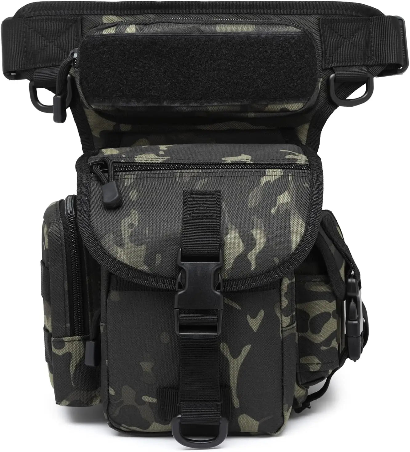 Nylon Drop Leg Bag &ndash; Hands-Free Comfort for Outdoor Adventures Black Camo