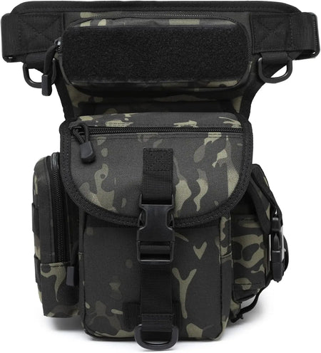 Nylon Drop Leg Bag &ndash; Hands-Free Comfort for Outdoor Adventures Black Camo