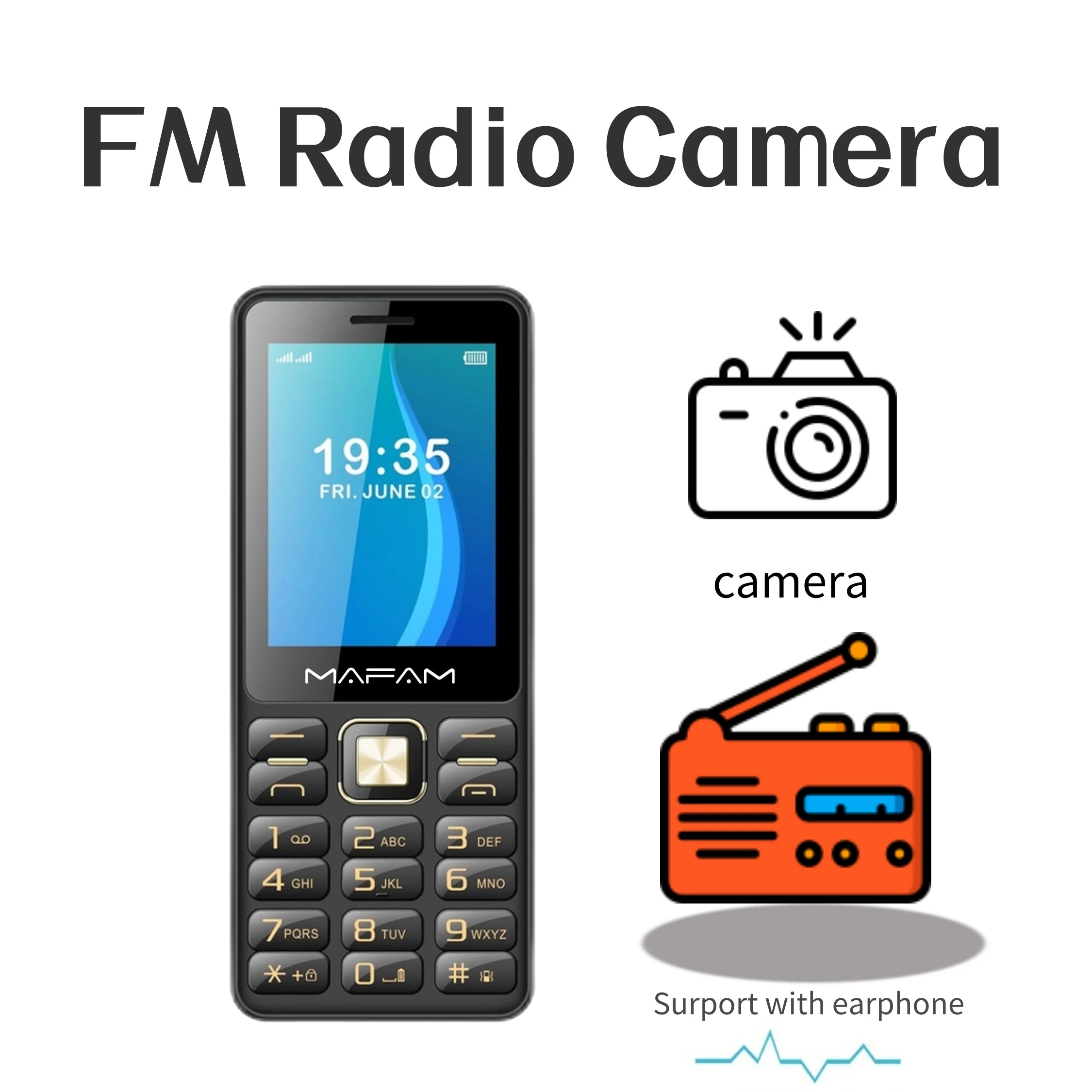 Mafam H7350 2G Classic Feature Phone &ndash; Triple SIM And Torch