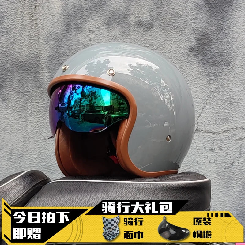 ORZ Retro Open Face Helmet 3-4 - Unisex DOT Certified 14 / XXL