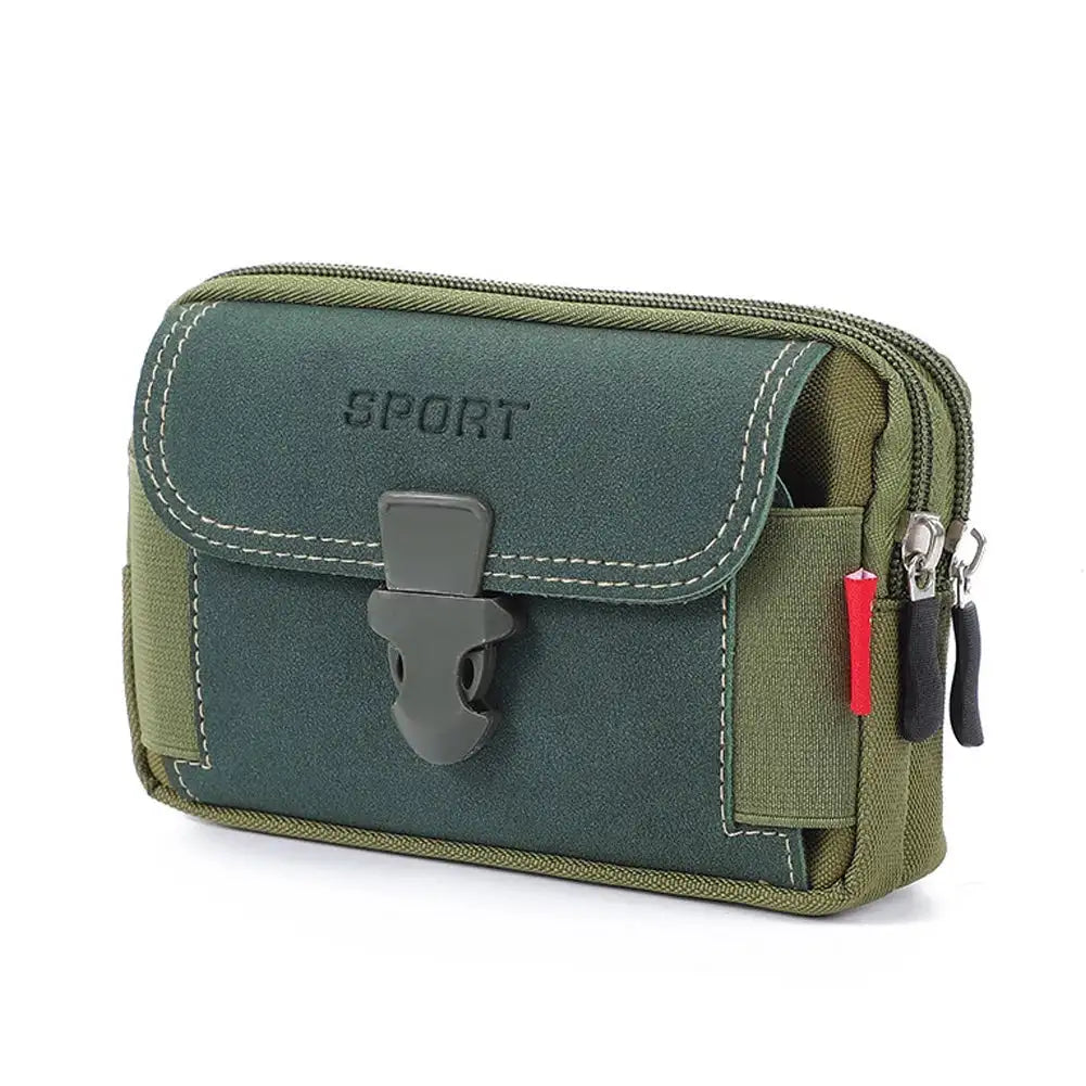 Men Canvas Running Pouch Waist Bag Travel Phone Pocket F