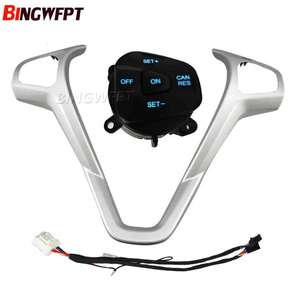 Car Frame Panel Steering Wheel Cover +Cruise Control Buttons + Wire For Ford Fiesta MK7 MK8 Ecosport 2013-2015 by InterCyprus Trading Ltd