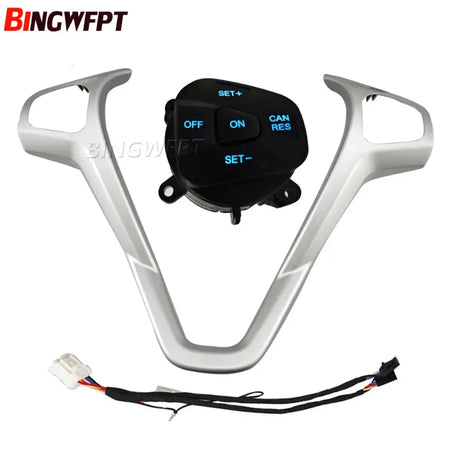 Car Frame Panel Steering Wheel Cover +Cruise Control Buttons + Wire For Ford Fiesta MK7 MK8 Ecosport 2013-2015 by InterCyprus Trading Ltd