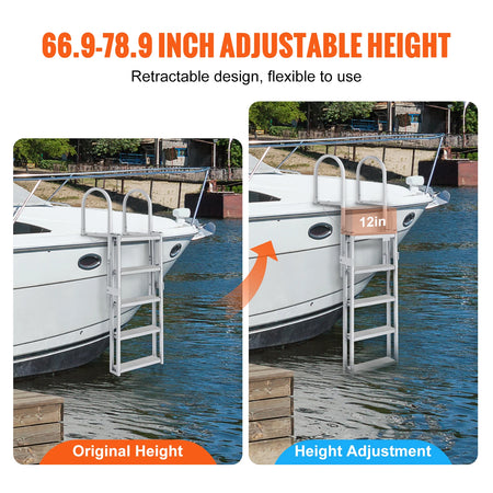 SucceBuy 4/5 Steps Retractable Dock Ladder &ndash; 350 Lbs