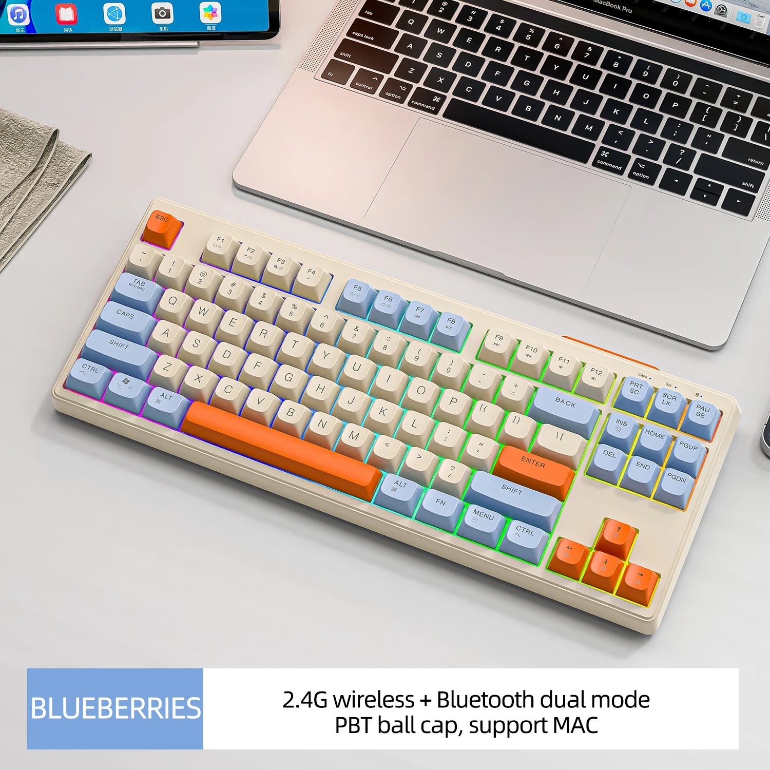M87 Wireless Keyboard Gaming - Dual Mode Bluetooth RGB Blueberry