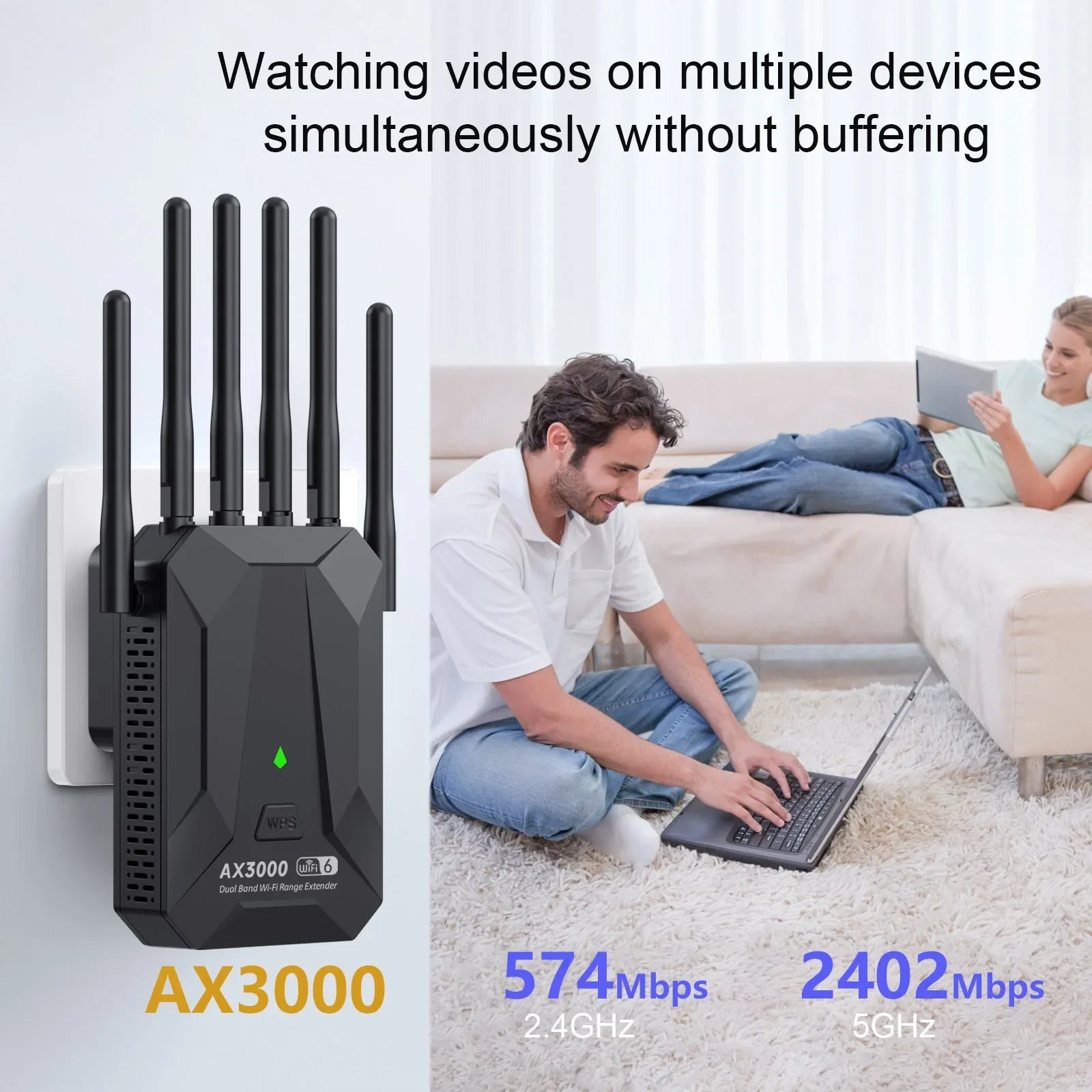 3000Mbps WiFi 6 Repeater - Long Range Booster for Home