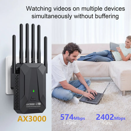3000Mbps WiFi 6 Repeater - Long Range Booster for Home