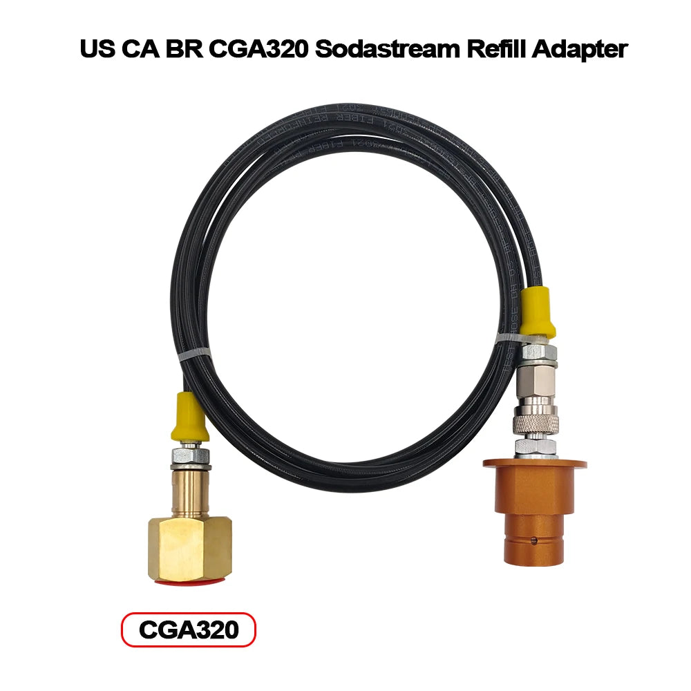 Soda Maker Quick Connect Adapter For CO2 Tank &ndash; 90cm Hose CGA320 Gold