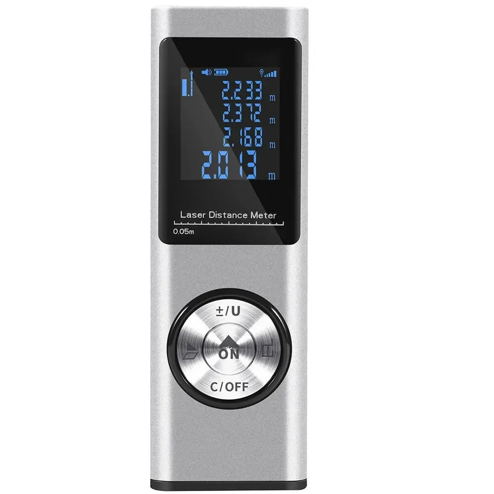 Portable Laser Rangefinder Tape Measure &ndash; Ultra Compact Silver / 40m