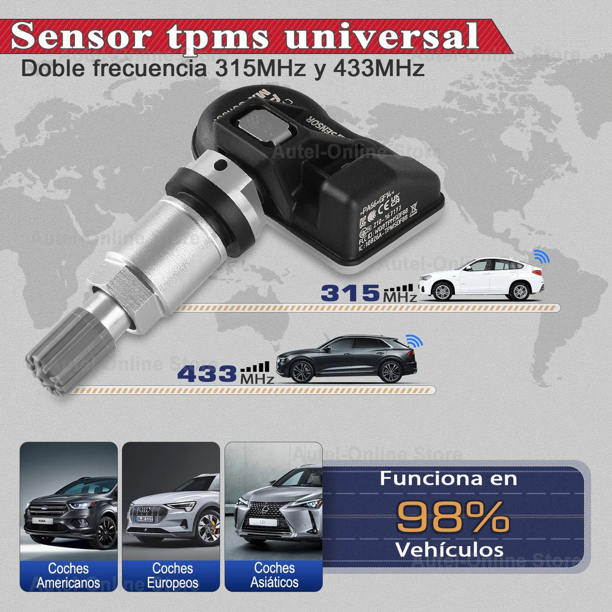 Autel TPMS MX Sensor 315MHz 433MHz - Cloneable Programming