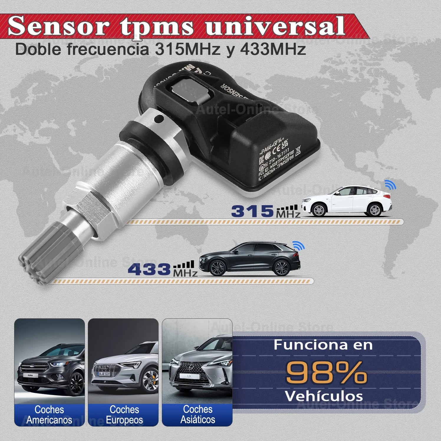 Autel TPMS MX Sensor 315MHz 433MHz - Cloneable Programming