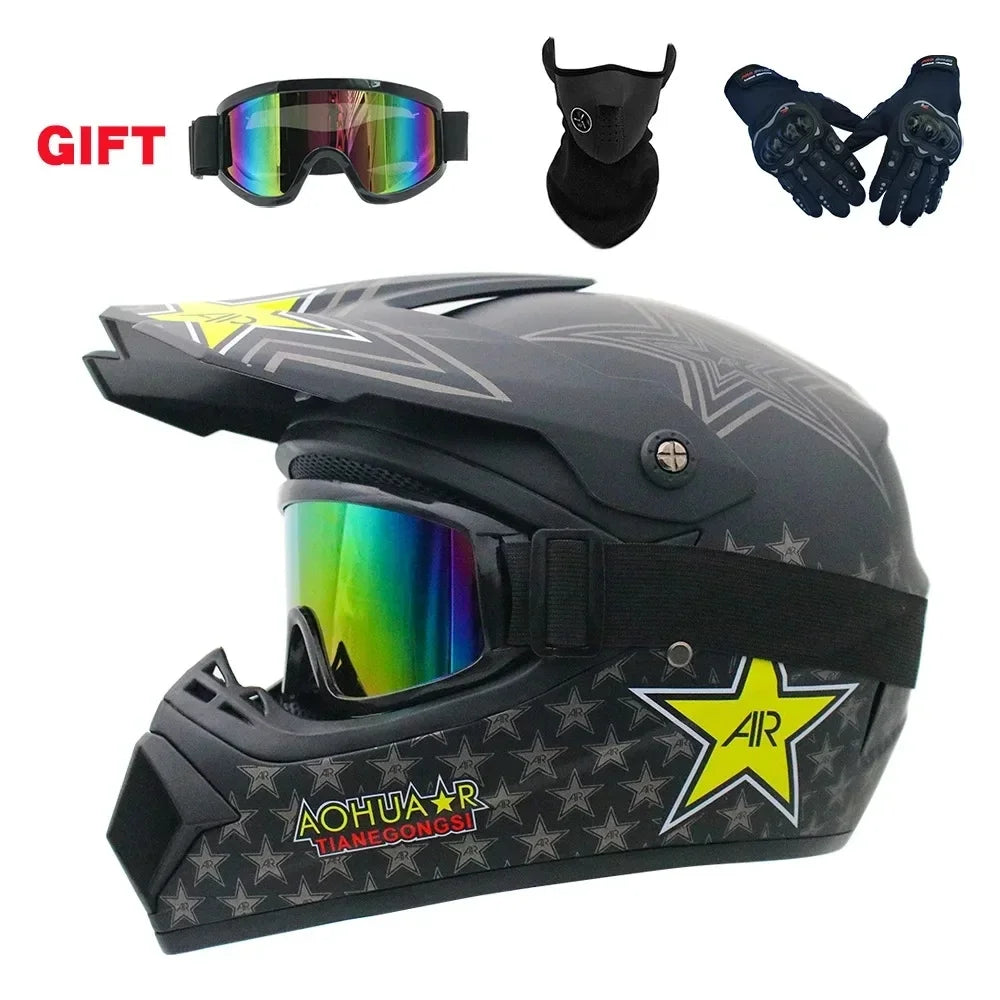 Premium Full Face Off-Road Motorcycle Helmet with 3 Free Gifts