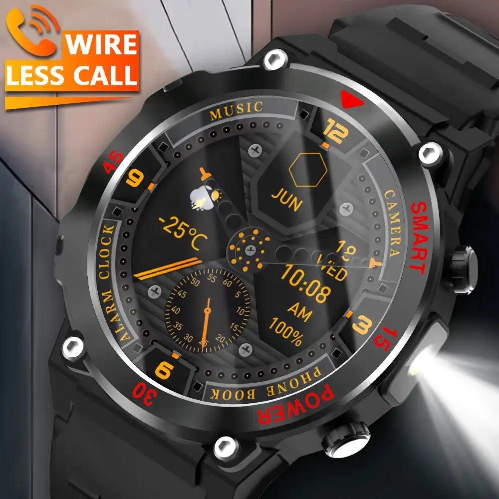 LAXASFIT Outdoor Smartwatch LED Flashlight Bluetooth