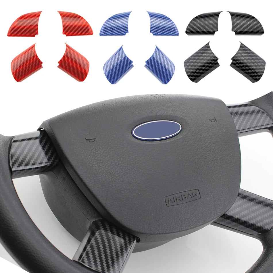 Set di adesivi per rifinitura del pannello del volante per Ford Focus 2 MK2 kit cromo da 4 pezzi accento interno