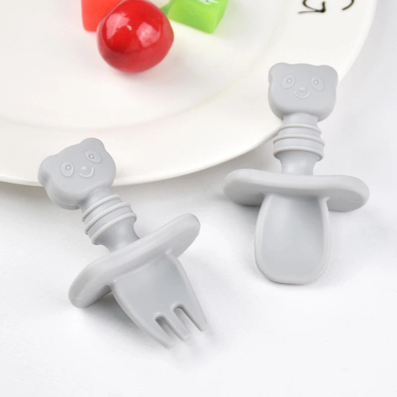 BPA Free Silicone Baby Fork and Spoon Set for Safe Learning Feeding G / CHINA