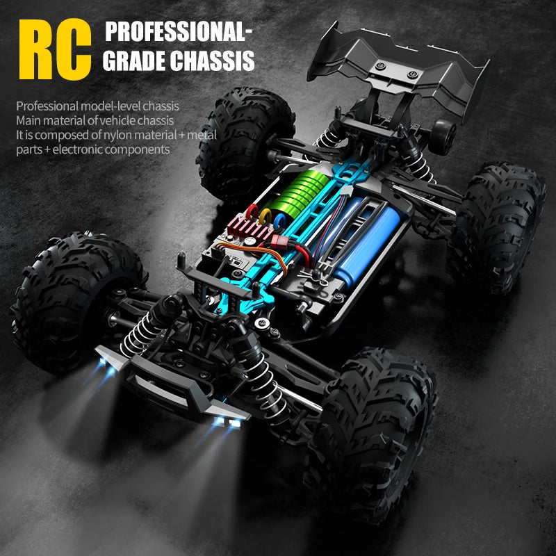 1:16 Scale 4WD RC Car with LED Lights, High-Speed Drift for WLtoys 144001