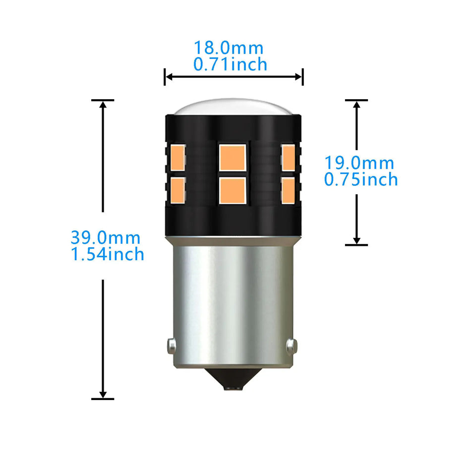 Jantárové PY21W BAU15s LED žiarovky smerových svetiel, 15 SMD 3030, Dlhá životnosť