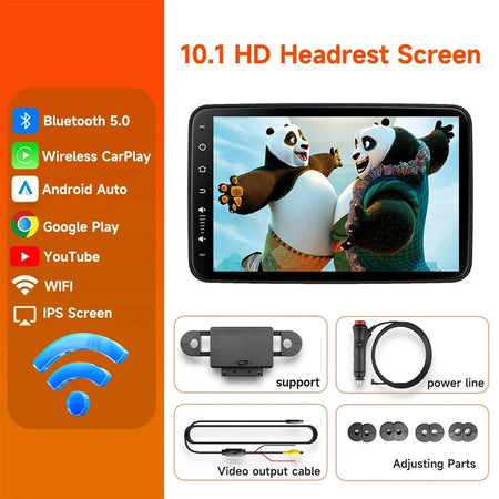 JIUYIN Car Headrest Monitor 10.1 Inch &ndash; Wireless CarPlay and Android Auto ROM 32G 1PCS (WIFI)